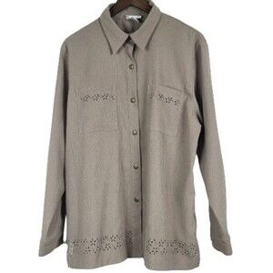 Alfred Dunner Women's Mocha Faux Suede Top Tunic Blouse Size 16